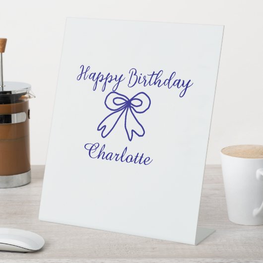 Blue bow CUTIE ADD NAME BABY happy birthday  台座サイン (インサイチュ)