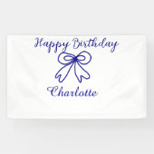 Blue bow CUTIE ADD NAME BABY happy birthday 横断幕 (横)