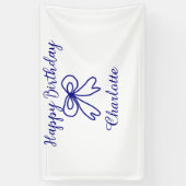 Blue bow CUTIE ADD NAME BABY happy birthday  横断幕 (縦)