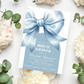 Blue Bow Elegant Bridal Shower 招待状