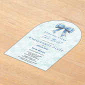 Blue Bow Engagement Invitation – Japanese Style アクリル招待状 (レイダウン)