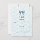Blue Bow Engagement Invitation – Japanese Style 出欠カード (正面)