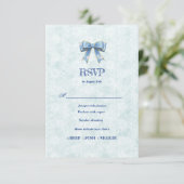 Blue Bow Engagement Invitation – Japanese Style 出欠カード (スタンド正面)