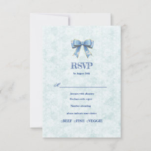 Blue Bow Engagement Invitation – Japanese Style 出欠カード