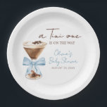 Blue Bow Espresso Martini Baby Shower ペーパープレート<br><div class="desc">Make your Martini baby shower extra special with these delightful round paper plates! Sturdy yet stylish,  these plates are perfect for serving delicious bites while complementing your theme in the most adorable way. 
BS1097</div>
