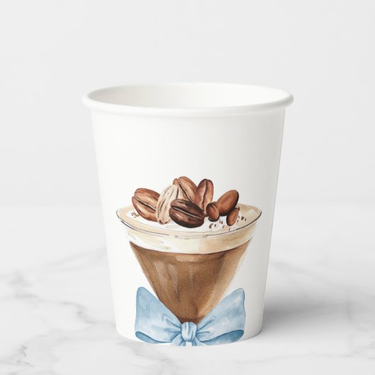 Blue Bow Espresso Martini Baby Shower 紙コップ (裏面)