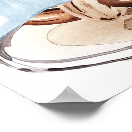 Blue Bow Espresso Martini Baby Shower Welcome Sign ポスター (角)