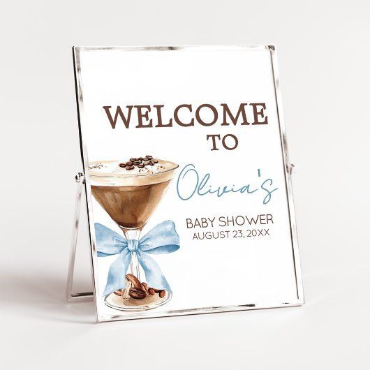 Blue Bow Espresso Martini Baby Shower Welcome Sign ポスター
