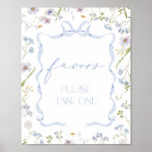 Blue Bow Favors Wildflower Baby shower ポスター (正面)