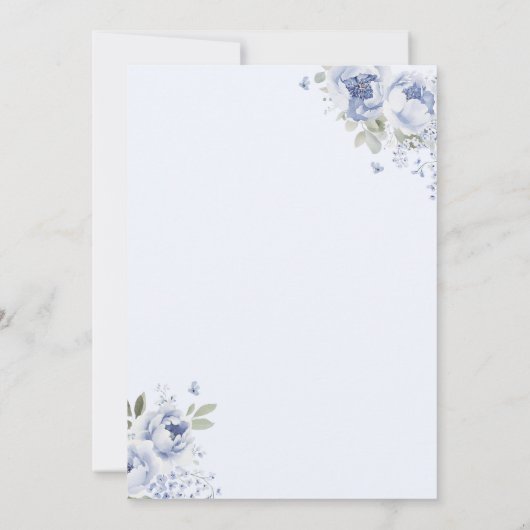Blue Bow Floral Champagne Bridal Shower Invitation 招待状 (裏面)