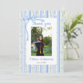 Blue Bow Floral Graduation サンキューカード (スタンド正面)