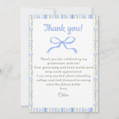 Blue Bow Floral Graduation サンキューカード (裏面)