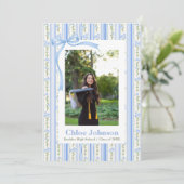 Blue Bow Floral Graduation 招待状 (スタンド正面)