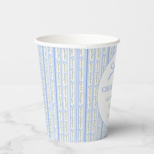 Blue Bow Floral Graduation 紙コップ (右)