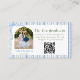 Blue Bow Floral Graduation Enclosure Card エンクロージャーカード
