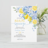 Blue Bow Floral Lemon Bridal Shower Invitation 招待状 (スタンド正面)