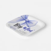 Blue Bow Girl Boy Ribbon Cute Baby Shower ペーパープレート (傾斜あり)