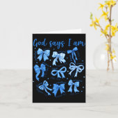 Blue Bow God Say I Am Christian Girl Women Bible V カード (黄色い花)