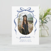 Blue Bow Graduation Open House Party Invitation 招待状 (スタンド正面)