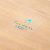 Blue bow happy 21st birthday name date girlstylish アクリル招待状 (レイダウン)