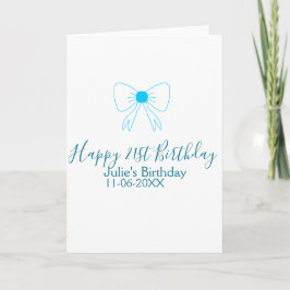 Blue bow happy 21st birthday name date girlstylish カード