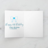 Blue bow happy 21st birthday name date girlstylish カード (内部)