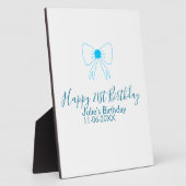 Blue bow happy 21st birthday name date girlstylish フォトプラーク (側面)