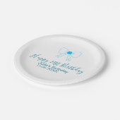 Blue bow happy 21st birthday name date girlstylish ペーパープレート (アングル)