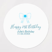 Blue bow happy 21st birthday name date girlstylish ラベル (デザイン2)
