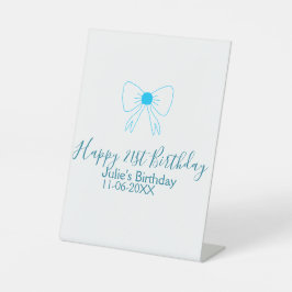 Blue bow happy 21st birthday name date girlstylish 台座サイン