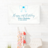 Blue bow happy 21st birthday name date girlstylish 横断幕 (インサイチュ)