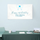 Blue bow happy 21st birthday name date girlstylish 横断幕 (トレードショー)