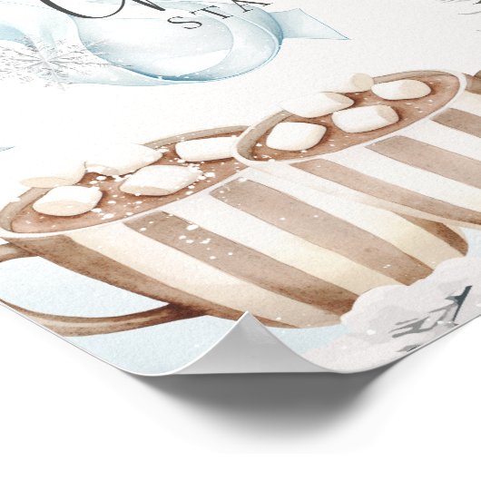 Blue Bow Hot Chocolate Sign Baby Shower ポスター (角)