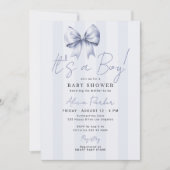 Blue bow its a boy baby shower 招待状 (正面)