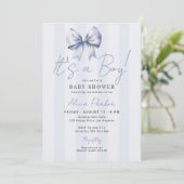 Blue bow its a boy baby shower 招待状 (スタンド正面)