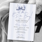 Blue bow its a boy baby shower 招待状