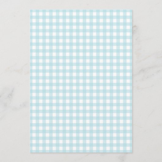 Blue Bow It's a Boy Baby Shower Gingham Plaid 招待状 (裏面)