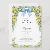 Blue Bow Lemons Florals Bridal Shower 招待状 (正面)