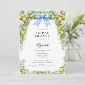 Blue Bow Lemons Florals Bridal Shower 招待状 (スタンド正面)