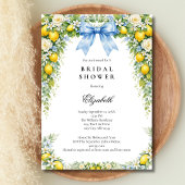 Blue Bow Lemons Florals Bridal Shower 招待状