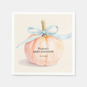 Blue Bow Little Pumpkin Baby Shower スタンダードカクテルナプキン (正面)