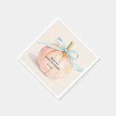 Blue Bow Little Pumpkin Baby Shower スタンダードカクテルナプキン (角)