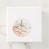 Blue Bow Little Pumpkin Baby Shower フェイバータグ (インサイチュ)