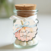 Blue Bow Little Pumpkin Baby Shower フェイバータグ