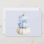 Blue Bow Little Pumpkin Boy Baby Shower サンキューカード (裏面)