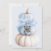 Blue Bow Little Pumpkin Boy Baby Shower QR Code 招待状 (裏面)