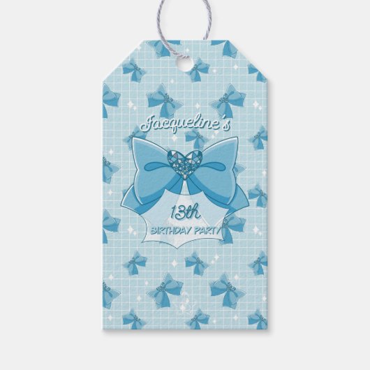 Blue Bow Magical Girl Birthday ギフトタグ (正面)