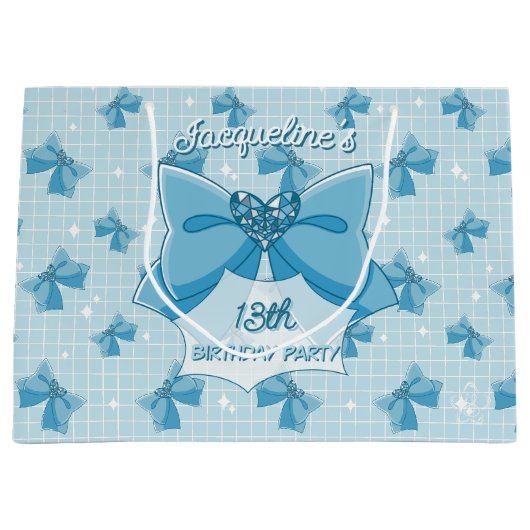 Blue Bow Magical Girl Birthday ラージペーパーバッグ (正面)