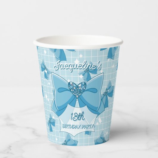 Blue Bow Magical Girl Birthday 紙コップ (正面)