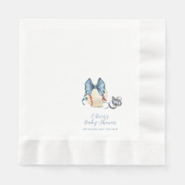 Blue Bow Pacifier Baseball Sport Baby Shower 縁ありランチョンナプキン